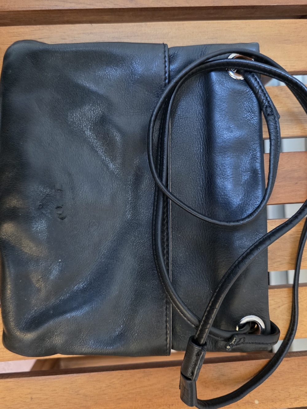 Margot Black Leather Crossbody Bag